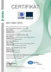 Certifikat DIN EN ISO 14001:2015